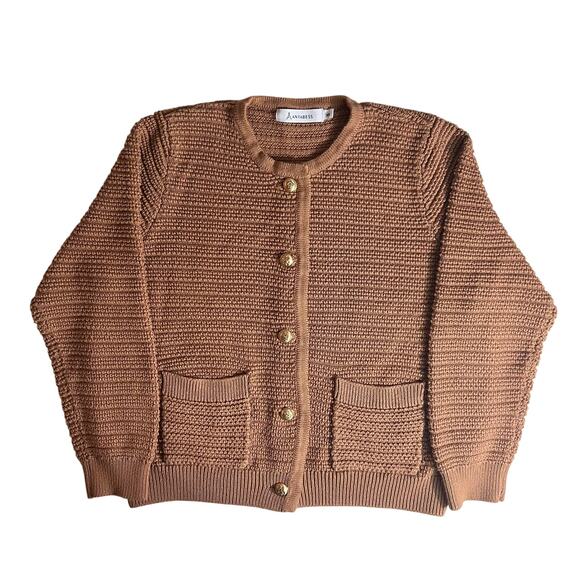 Anrabess Women's Brown Sweater Size S, with Gold Buttons  , long sleeve - Picture 1 of 9
